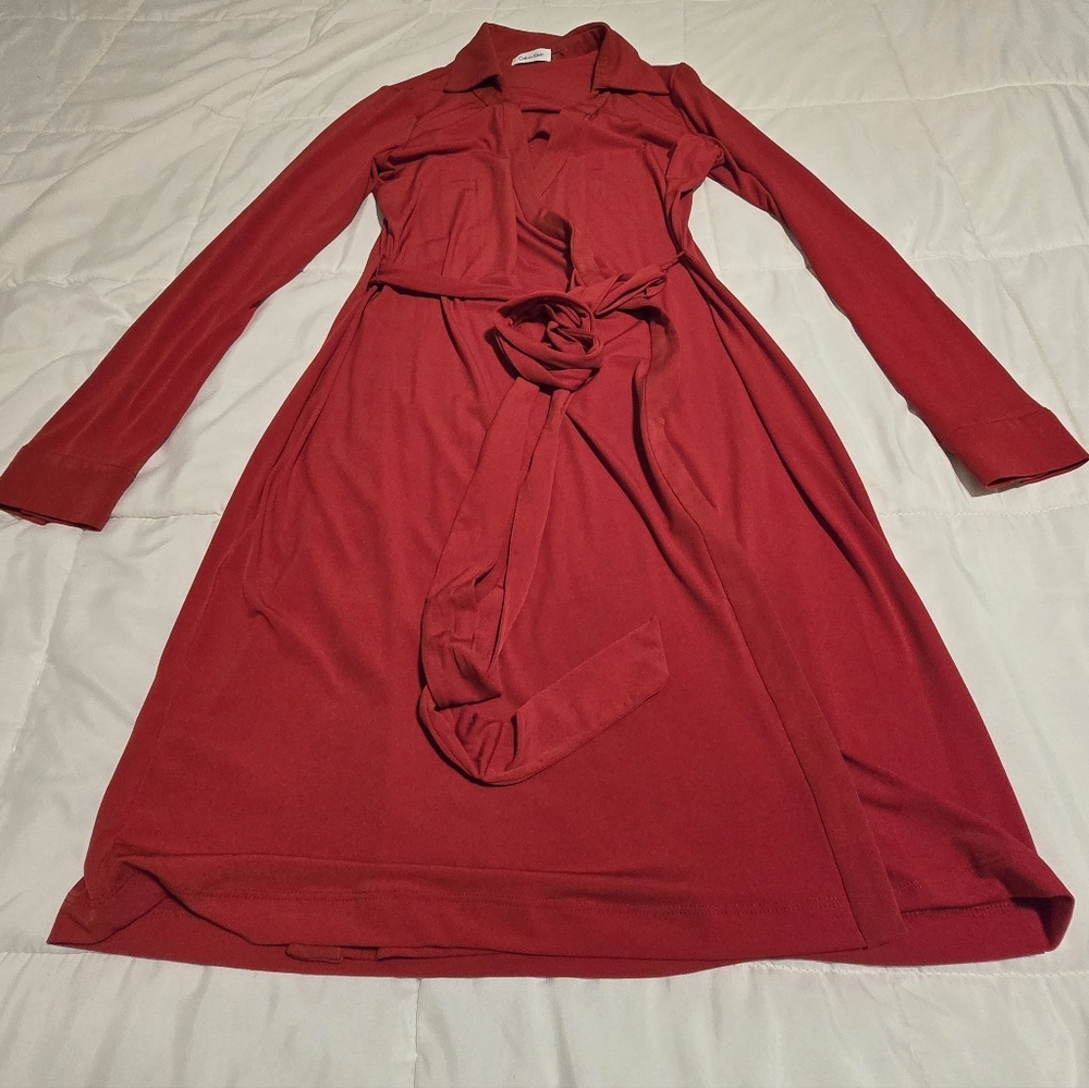 Calvin Klein Red Long Sleeve Dress